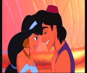 Puzzle de Aladdín y Jasmine enamorados