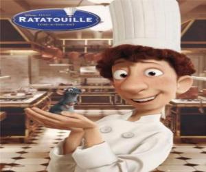 Puzzle de Alfredo Linguini, el muchacho torpe de la basura que se convierte en un cocinero famoso con la ayuda de Remy