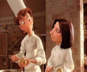Puzzle de Alfredo y Colette pelando patatas