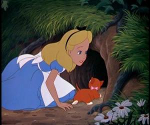 Puzzle de Alicia y su gata Diana lo siguen, así llega al País de la Maravillas
