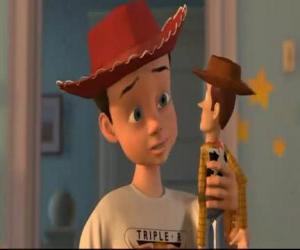 Puzzle de Andy jugando con el cowboy Woody