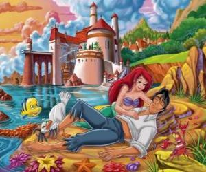 Puzzle de Ariel, la sirenita, salva al príncipe Eric tras el naufragio de su barco