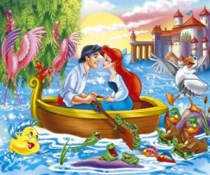 Puzzle de Ariel, la sirenita, y el Príncipe Eric en un romantico paseo en bote