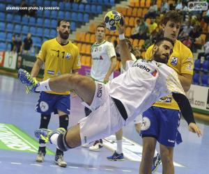 Puzzle de Balonmano - Jugador en un lanzamiento
