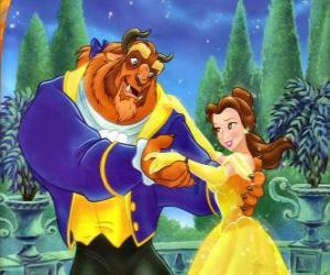 Puzzle de Bella y la Bestia bailando enamorados