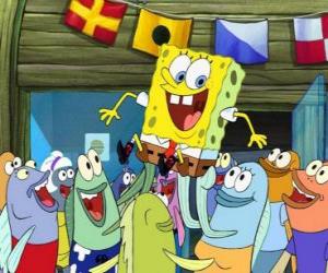 Puzzle de Bob Esponja aclamado por los habitantes de Fondo de Bikini
