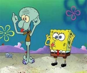 Puzzle de Bob Esponja y su amigo, Calamardo Tentáculos