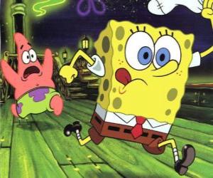 Puzzle de Bob Esponja y su amigo, Patricio Estrella corriendo