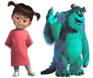 Puzzle de Boo y Sulley, una niña humana y un gran monstruo, grandes amigos