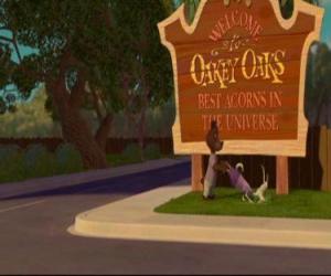 Puzzle de Cartel de bienvenida al pueblo de Oakey Oaks