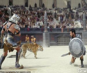 Puzzle de Combate entre dos gladiadores en el anfiteatro