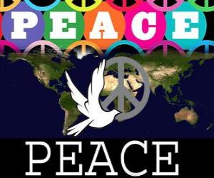Puzzle de Día Internacional de la Paz. Día Mundial de la Paz. El 21 de septiembre se dedica a la paz y a la ausencia de guerra