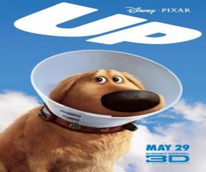 Puzzle de Dug, el perro que habla, un golden retriever con su collar especial