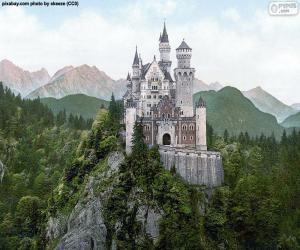 Puzzle de El castillo de Neuschwansteinen, el castillo neogótico de Luis II de Baviera, Alemania