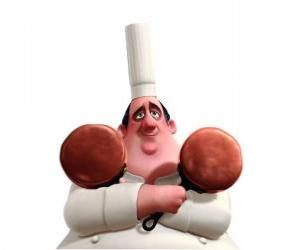 Puzzle de El chef Auguste Gusteau con dos sartenes