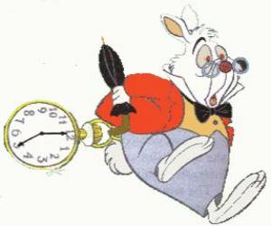 Puzzle de El Conejo Blanco con una chaleco y un gran reloj de bolsillo