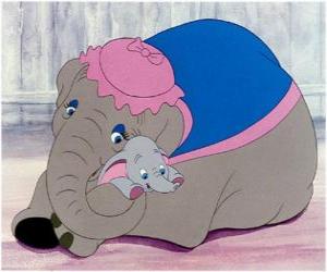 Puzzle de El pequeño Dumbo con su mamá