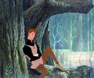Puzzle de El príncipe Felipe en el bosque pensando