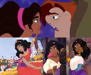 Puzzle de Esmeralda, la bella gitana que se hace amiga de Quasimodo y le enseña que su alma es realmente bonita