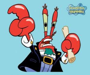 Puzzle de Eugene H. Cangrejo, el Sr. Cangrejo es el dueño del restaurante donde trabajan Bob Esponja y Calamardo