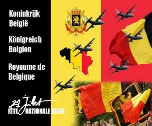 Puzzle de Fiesta Nacional de Bélgica se celebra el 21 de julio. En 1831 el primer rey belga juró fidelidad a la Constitución 
