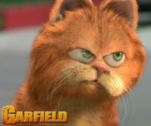 Puzzle de Garfield con cara de enfadado