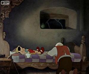 Puzzle de Gepeto llorando después del naufragio pues se piensa que Pinocho a muerto