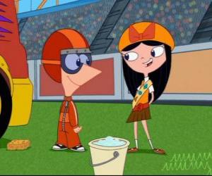 Puzzle de Isabella García-Shapiro dando animos a Phineas antes de la carrera