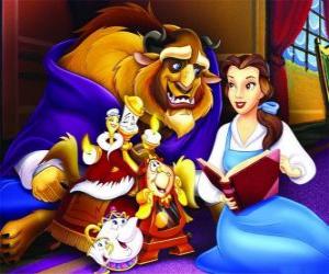 Puzzle de La Bella y la Bestia, con los sirvientes encantados convertidos en objetos