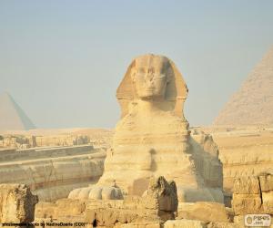 Puzzle de La Gran Esfinge de Giza, monumental estatua tallada en la roca caliza de la meseta de Giza, Egipto
