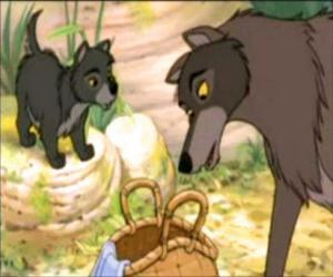 Puzzle de La loba  Raksha encuentra perdido en la selva a un bebé, Mowgli
