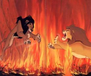 Puzzle de La lucha final entre Simba y el malvado Scar