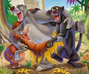 Puzzle de La pantera Bagheera. el oso Balooo y el Rey Louie