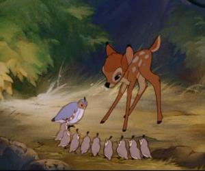 Puzzle de La Perdiz y sus crias saludan a Bambi