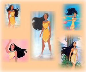Puzzle de La preciosa princesa india Pocahontas con su larga cabellera al viento