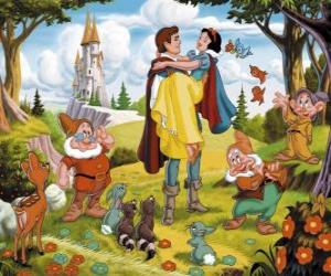Puzzle de La Princesa Blancanieves a brazos del Príncipe