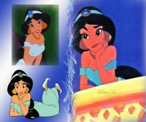 Puzzle de La Princesa Jasmine pensando en su enamorado el Príncipe Aladín