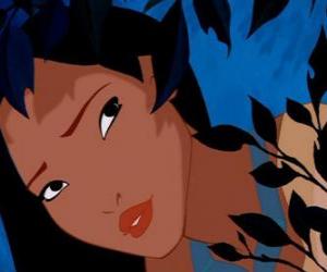 Puzzle de La princesa Pocahontas entre las plantas