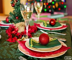 Puzzle de Mesa decorada para la celebración de la Navidad
