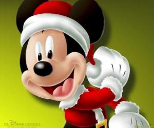 Puzzle de Mickey Mouse con vestido de Papá Noel