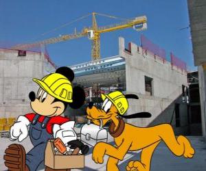 Puzzle de Mickey Mouse y Pluto los operarios