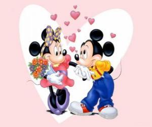 Puzzle de Mickey y Minnie Mouse enamorados
