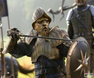 Puzzle de Miraz, el falso rey de Narnia y tío de Caspian, en un combate con la espada y el escudo