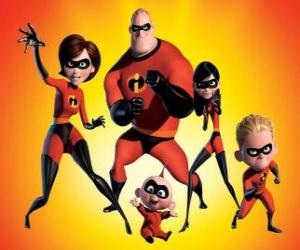 Puzzle de Mr. Increíble, Elastigirl, Violeta, Dash y Jack-Jack