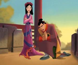 Puzzle de Mulan junto a Shang, es el capitán del ejercito