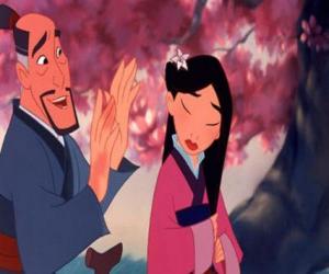 Puzzle de Mulan junto a su padre
