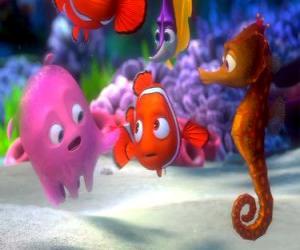 Puzzle de Nemo junto a sus nuevos amigos en su primer día de clase