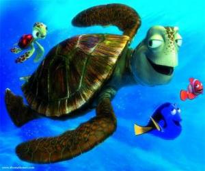Puzzle de Nemo y Dory con las tortugas Crush y Chiqui