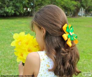 Puzzle de Niña con flores