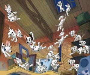 Puzzle de Perritos dálmatas haciendo travesuras